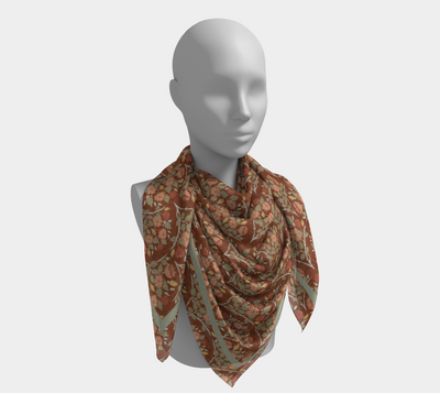Thistlewood Grove Scarf - Vintage Floral Medallion Print in Dark Pink