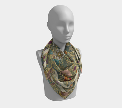 Forest Floor Scarf - Enchanted Woodland Botanical Print in Yellow