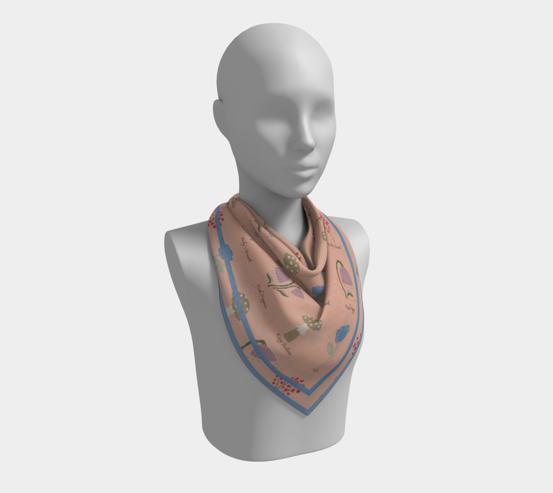 Field Guide Scarf - Botanical Mushroom Print in Pink