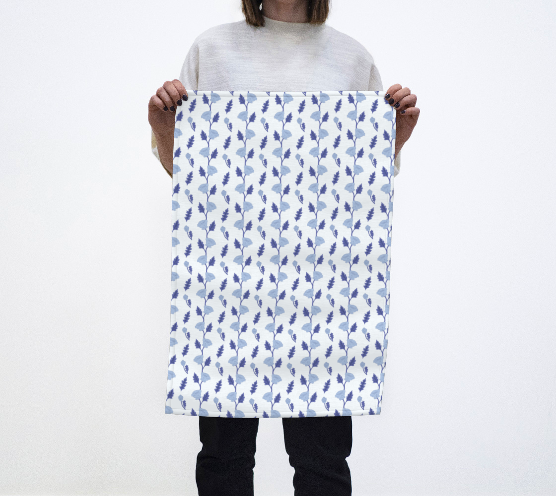 Tea Towel | Light Blue Floral Stripe | Eco-Friendly | Vibrant, Fade Proof (17" x 26")