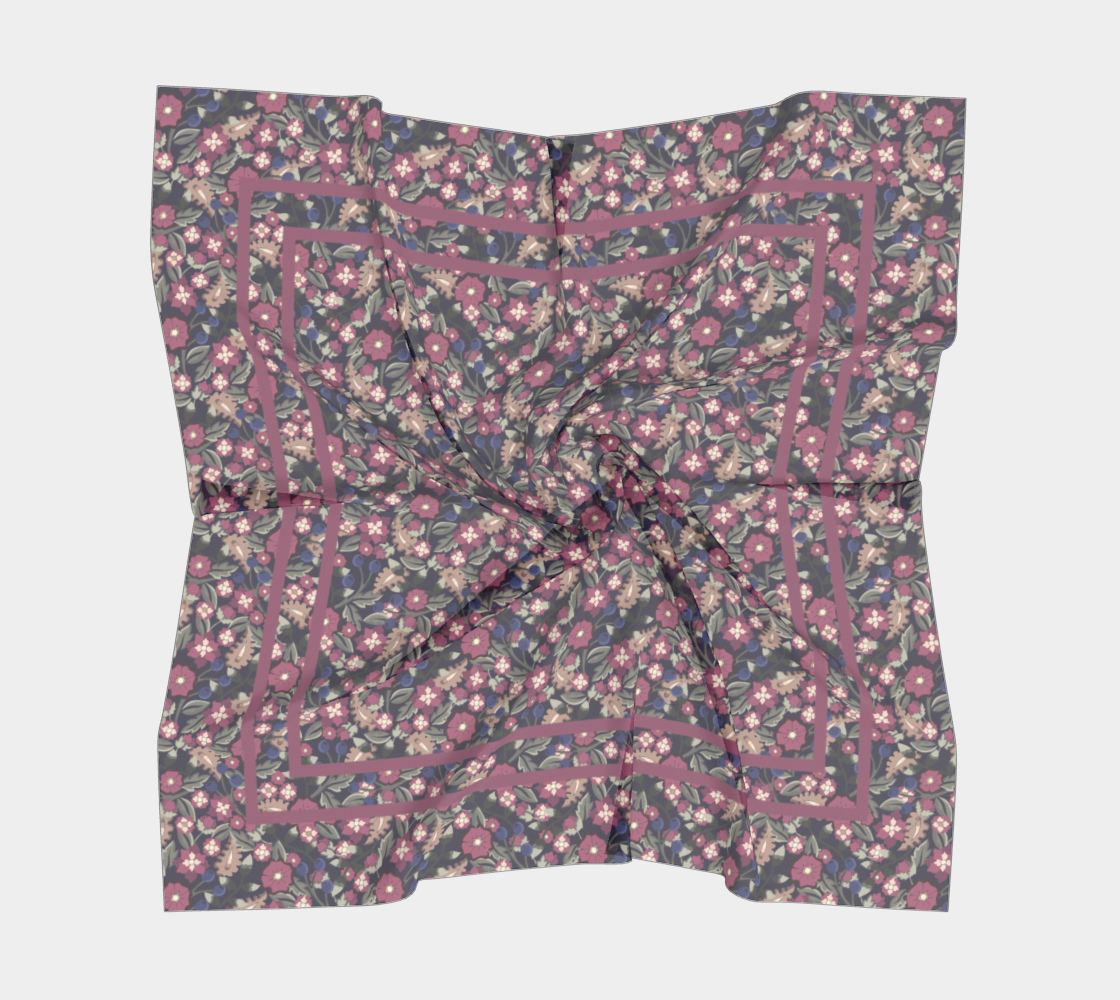 Berry Bramble Scarf - Vintage-Inspired Floral Vine Print in Blue