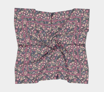 Berry Bramble Scarf - Vintage-Inspired Floral Vine Print in Blue