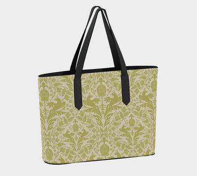 Verdant Aviary Damask Vegan Leather Tote