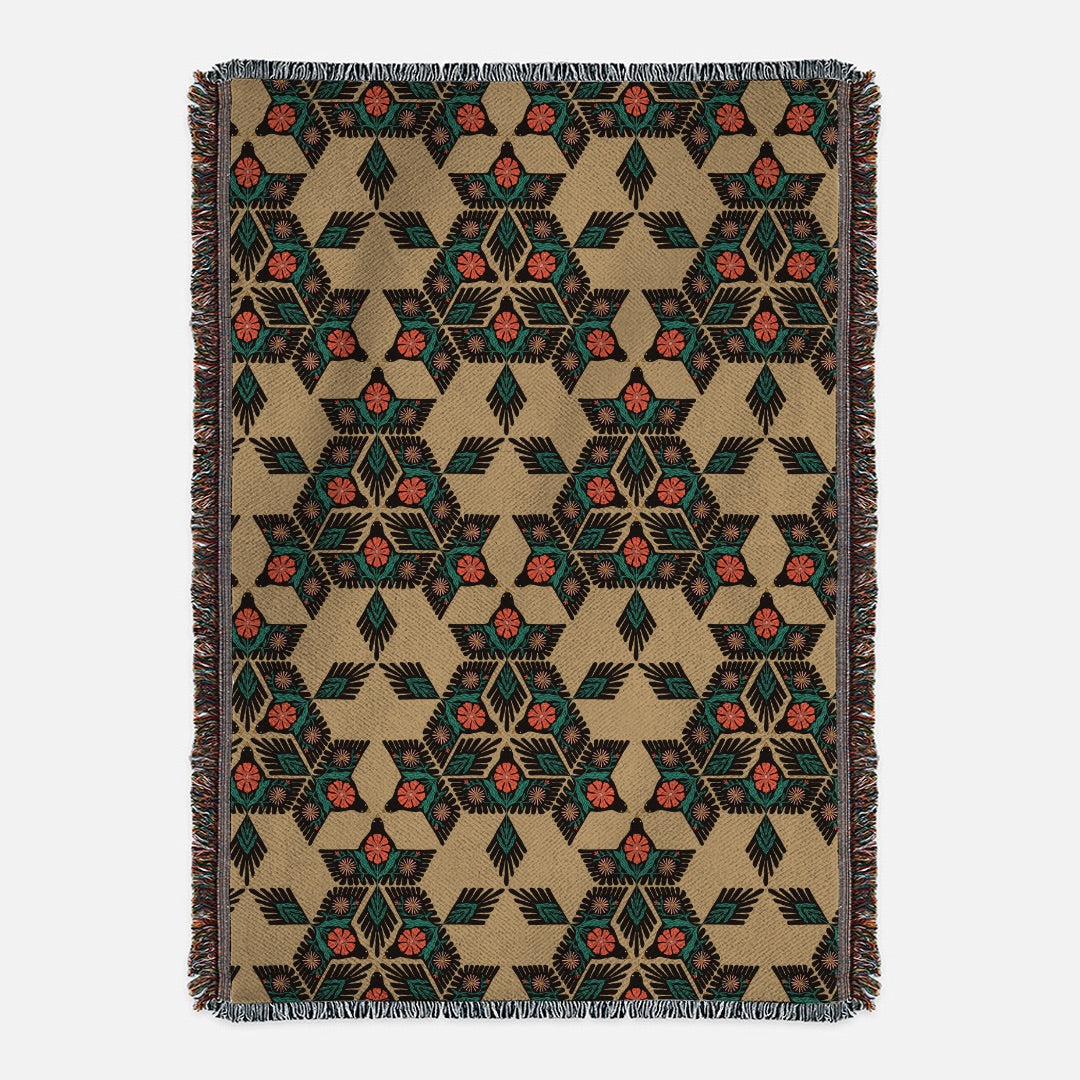 Floral Aviary Taupe Soft Touch Woven Blanket