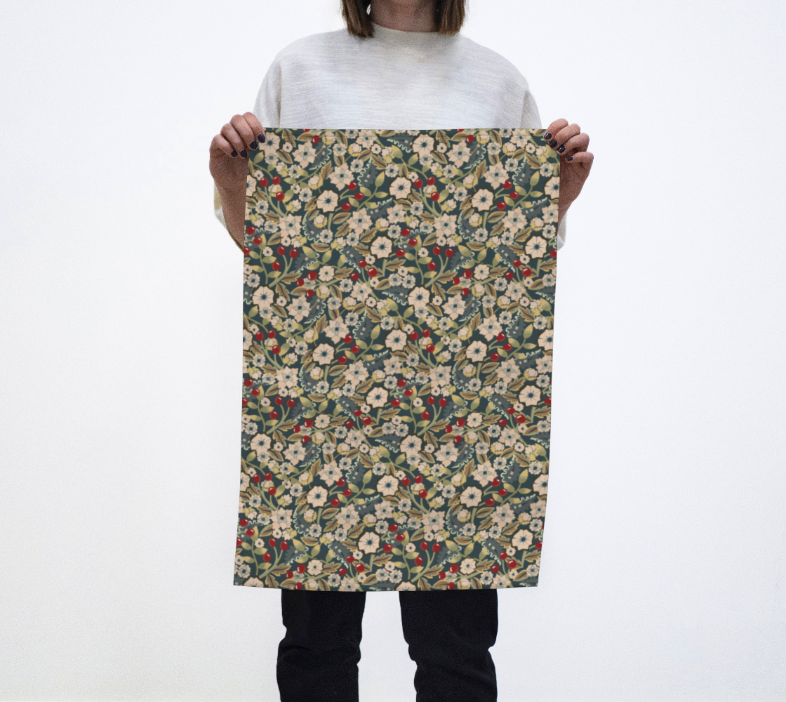 Tea Towel | Scattered Floral in Blue | Eco-Friendly | Vibrant, Fade Proof (17" x 26")