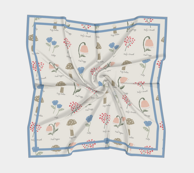 Field Guide Scarf - Botanical Mushroom Print in Cream