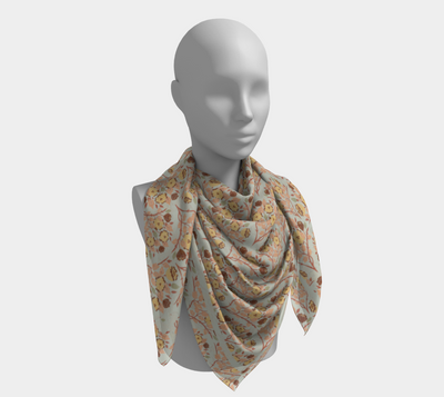 Thistlewood Grove Scarf - Vintage Floral Medallion Print in Blue